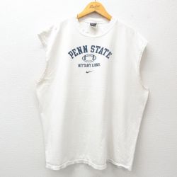 XL★古着 ナイキ NIKE ノースリーブ ビンテージ Tシャツ メンズ 00年代 00s PENN フットボール 大きいサイズ コットン クルーネック 白 ホワイト 25jul03 中古