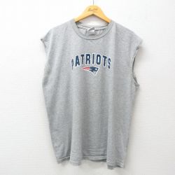 【50%OFF】XL★古着 ノースリーブ ビンテージ Tシャツ メンズ 00年代 00s NFL ニューイングランドペイトリオッツ 大きいサイズ クルーネック グレー 霜降り アメフト スーパーボウル 25jul03 中古