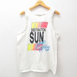 【50%OFF】L★古着 ビンテージ タンクトップ メンズ 90年代 90s DESTINATION SUN コットン クルーネック USA製 白 ホワイト 25jul03 中古