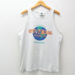 【50%OFF】L★古着 ビンテージ タンクトップ メンズ 90年代 90s ユニバーサルスタジオ コットン クルーネック USA製 薄グレー 霜降り 25jul03 中古