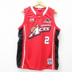 XL★古着 ノースリーブ Tシャツ メンズ ALASKA ACES バスケットボール 大きいサイズ Vネック 赤他 レッド ユニフォーム ゲームシャツ 25jul03 中古