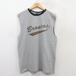 L★古着 ノースリーブ ビンテージ Tシャツ メンズ 00年代 00s Broncos クルーネック グレー 霜降り他 25jul03 中古