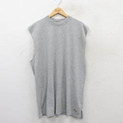 【50%OFF】XL★古着 ビューグルボーイ ノースリーブ ビンテージ Tシャツ メンズ 00年代 00s 無地 ロング丈 クルーネック グレー 霜降り 25jul04 中古