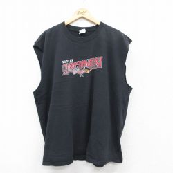 XL★古着 ノースリーブ ビンテージ Tシャツ メンズ 90年代 90s germany 大きいサイズ コットン クルーネック USA製 黒 ブラック 25jul04 中古