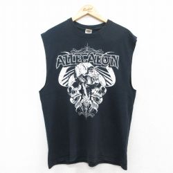 L★古着 ノースリーブ ビンテージ ロック バンド Tシャツ メンズ 00年代 00s アリージョン コットン クルーネック 紺 ネイビー 25jul04 中古