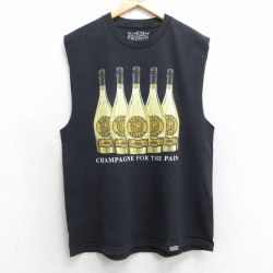 L★古着 ノースリーブ Tシャツ メンズ STREET DREAMS 酒 コットン クルーネック USA製 黒 ブラック 25jul05 中古