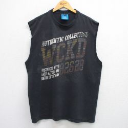 XL★古着 ノースリーブ Tシャツ メンズ WCKD 大きいサイズ コットン クルーネック 黒 ブラック 25jul05 中古
