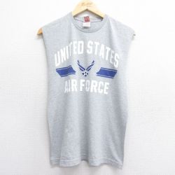 【50%OFF】M★古着 ノースリーブ ビンテージ Tシャツ メンズ 00年代 00s ミリタリー USエアフォース クルーネック USA製 グレー 霜降り 25jul07 中古