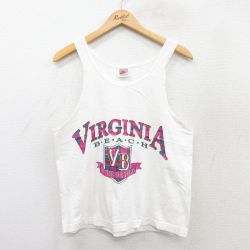 M★古着 ナイキ NIKE ビンテージ タンクトップ メンズ 90年代 90s バージニア ビーチ コットン クルーネック USA製 白 ホワイト 25jul07 中古