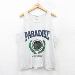 【20%OFF】XL★古着 ビンテージ タンクトップ メンズ 00年代 00s パラダイス カリフォルニア クルーネック 薄グレー 霜降り 25jul07 中古