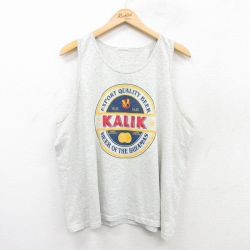 XL★古着 タンクトップ メンズ KALIK ビール クルーネック グレー 霜降り 25jul07 中古