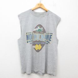 XL★古着 TULTEX ノースリーブ ビンテージ Tシャツ メンズ 00年代 00s ノートルダム フットボール クルーネック グレー 霜降り 25jul07 中古