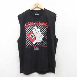 L★古着 ノースリーブ ビンテージ Tシャツ メンズ 90年代 90s LOCAL LEGENDS コットン クルーネック USA製 黒 ブラック 25jul08 中古