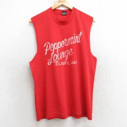 L★古着 スクリーンスターズ ノースリーブ ビンテージ Tシャツ メンズ 80年代 80s ペパーミント クルーネック USA製 赤 レッド 25jul08 中古