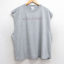 XL★古着 ナイキ NIKE ノースリーブ ビンテージ Tシャツ メンズ 00年代 00s オーランド 大きいサイズ クルーネック グレー 霜降り 25jul08 中古