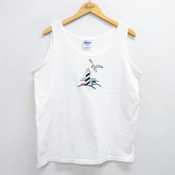 L★古着 ヘインズ Hanes ビンテージ タンクトップ メンズ 00年代 00s 灯台 鳥 コットン クルーネック 白 ホワイト 25jul09 中古