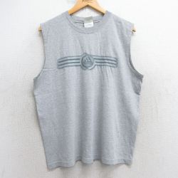 【50%OFF】XL★古着 アディダス adidas ノースリーブ ビンテージ Tシャツ メンズ 00年代 00s ビッグロゴ クルーネック グレー 霜降り 25jul10 中古