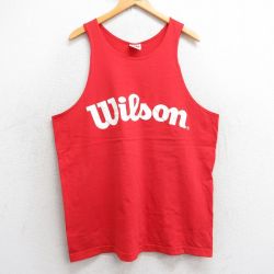 XL★古着 ウィルソン ビンテージ タンクトップ メンズ 90年代 90s ビッグロゴ コットン クルーネック USA製 赤 レッド 25jul10 中古
