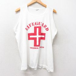 XL★古着 ビンテージ タンクトップ メンズ 90年代 90s ライフガード クルーネック USA製 白 ホワイト 25jul10 中古