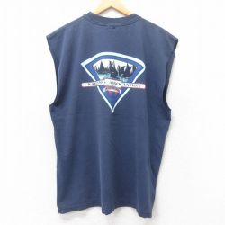 【20%OFF】XL★古着 タウンクラフト ノースリーブ ビンテージ Tシャツ メンズ 90年代 90s セーリング 大きいサイズ クルーネック 紺 ネイビー 25jul10 中古