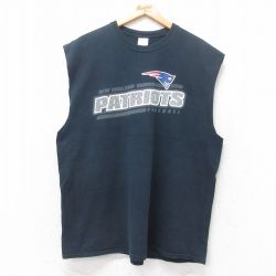 XL★古着 ノースリーブ ビンテージ Tシャツ メンズ 00年代 00s NFL ニューイングランドペイトリオッツ コットン クルーネック 黒 ブラック アメフト スーパーボウル 25jul10 中古