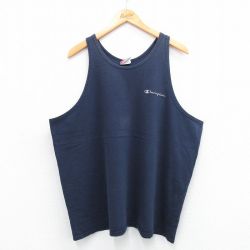 【50%OFF】XL★古着 チャンピオン champion ビンテージ タンクトップ メンズ 00年代 00s ワンポイントロゴ 大きいサイズ コットン クルーネック 濃紺 ネイビー 25jul10 中古