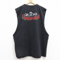XL★古着 バンズ VANS ノースリーブ Tシャツ メンズ ビッグロゴ 大きいサイズ クルーネック 黒 ブラック 25jul12 中古