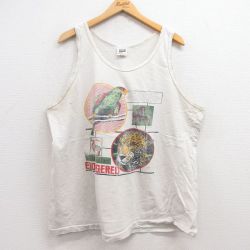 XL★古着 ビンテージ タンクトップ メンズ 90年代 90s 鳥 ジャガー 大きいサイズ コットン クルーネック USA製 白 ホワイト 【spe】 25jul12 中古
