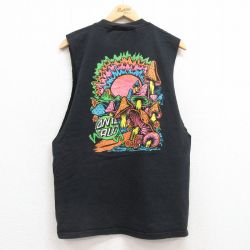 L★古着 サンタクルーズ ノースリーブ Tシャツ メンズ キノコ クルーネック 黒 ブラック 25jul12 中古