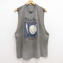 L★古着 ジャージーズ ビンテージ ノースリーブ Tシャツ メンズ 90年代 90s 野球 クルーネック USA製 グレー 霜降り 【spe】 25jul12 中古