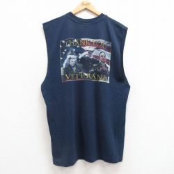 90s ノースリーブTシャツ 星条旗 ネイビー XL | 古着
