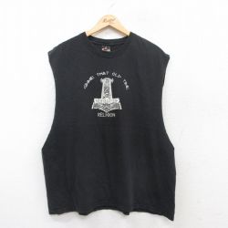 【50%OFF】XL★古着 ヘインズ Hanes ノースリーブ ビンテージ Tシャツ メンズ 00年代 00s RELIGION 大きいサイズ コットン クルーネック 黒 ブラック 25jul12 中古