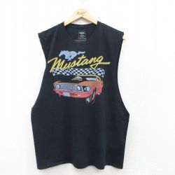 XL★古着 ノースリーブ Tシャツ メンズ フォード Ford マスタング コットン クルーネック 黒 ブラック 25jul12 中古