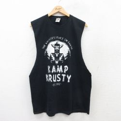XL★古着 フルーツオブザルーム ノースリーブ Tシャツ メンズ トーテムポール KAMP コットン クルーネック 黒 ブラック 25jul12 中古