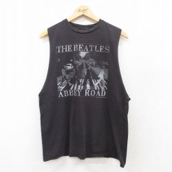 L★古着 ジャンクフード JUNK FOOD ノースリーブ ビンテージ ロック バンド Tシャツ メンズ 00年代 00s ビートルズ The Beatles コットン クルーネック USA製 黒 ブラック 【spe】 25jul12 中古