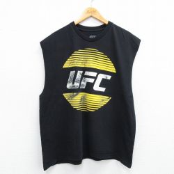 XL★古着 ノースリーブ Tシャツ メンズ UFC クルーネック 黒 ブラック 25jul12 中古