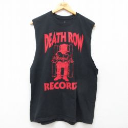 L★古着 ノースリーブ ロック バンド Tシャツ メンズ デスロウレコード コットン クルーネック 黒 ブラック 【spe】 25jul12 中古