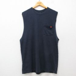 【50%OFF】L★古着 ラングラー Wrangler ノースリーブ Tシャツ メンズ 胸ポケット付き コットン クルーネック 紺 ネイビー 25jul12 中古
