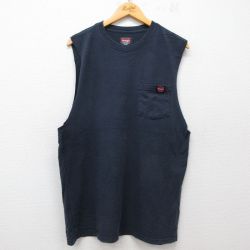 【50%OFF】L★古着 ラングラー Wrangler ノースリーブ Tシャツ メンズ 胸ポケット付き コットン クルーネック 紺 ネイビー 25jul12 中古