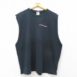 XL★古着 ノースリーブ ビンテージ Tシャツ メンズ 00年代 00s ダンロップ 大きいサイズ コットン クルーネック 黒 ブラック 【spe】 25jul12 中古