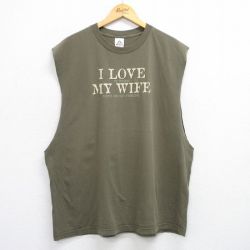 XL★古着 ノースリーブ ビンテージ Tシャツ メンズ 00年代 00s MY WIFE 大きいサイズ コットン クルーネック 緑系 グリーン 25jul14 中古