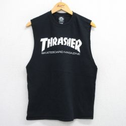L★古着 ノースリーブ Tシャツ メンズ スラッシャー コットン クルーネック 黒 ブラック 25jul14 中古