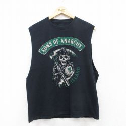 L★古着 ノースリーブ Tシャツ メンズ ドラマ サンオブアナーキー サンズオブアナーキー コットン クルーネック 黒 ブラック 25jul14 中古