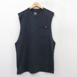 【50%OFF】L★古着 ラングラー Wrangler ノースリーブ Tシャツ メンズ 胸ポケット付き コットン クルーネック 紺 ネイビー 25jul14 中古