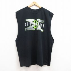 XL★古着 ノースリーブ Tシャツ メンズ ワールドプロレスリング GENERATION X 大きいサイズ コットン クルーネック 黒 ブラック 25jul17 中古