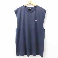 【50%OFF】ナイキ 00s ノースリーブTシャツ ワンポイントロゴ ネイビー メンズXL相当 | 古着