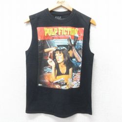 S★古着 ノースリーブ Tシャツ メンズ 映画 パルプフィクション コットン クルーネック 黒 ブラック 【spe】 25jul17 中古