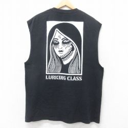 XL★古着 ノースリーブ Tシャツ メンズ LURKING CLASS 大きいサイズ コットン クルーネック 黒 ブラック 25jul17 中古
