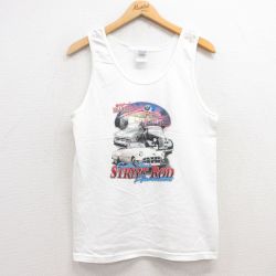 S★古着 タンクトップ メンズ 車 ホットロッド HOT ROD コットン クルーネック 白 ホワイト 25jul17 中古