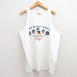 【50%OFF】XL★古着 ビンテージ タンクトップ メンズ 00年代 00s ディズニー DISNEY ミッキー MICKEY MOUSE 刺繍 大きいサイズ クルーネック 白 ホワイト 25jul17 中古